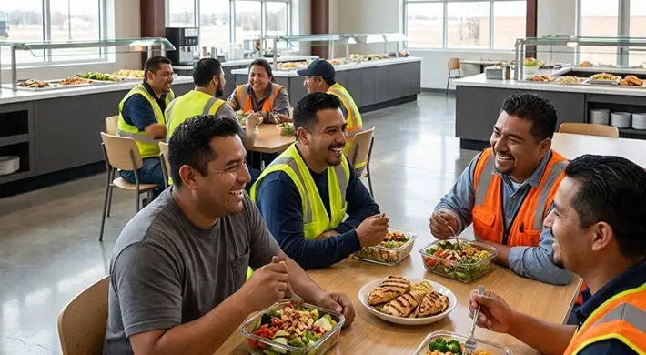 Empleados disfrutando su comida